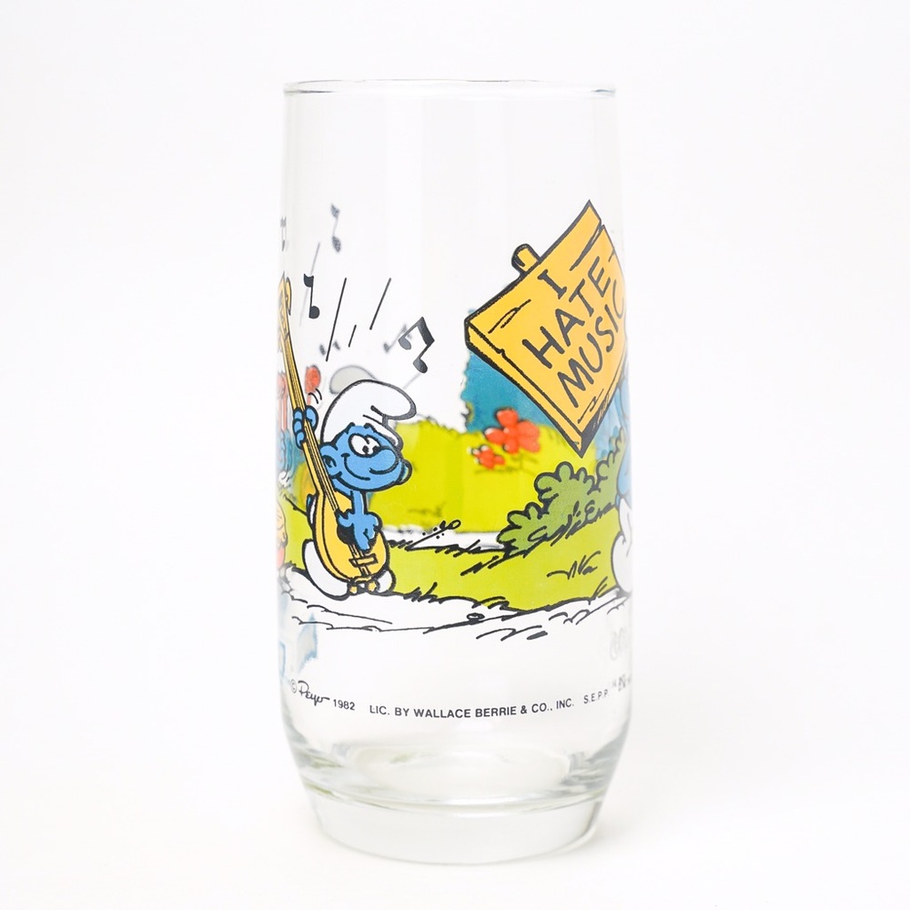 Vintage Smurf Glass 1982 Collectible Playing Music - Picture 4 of 9